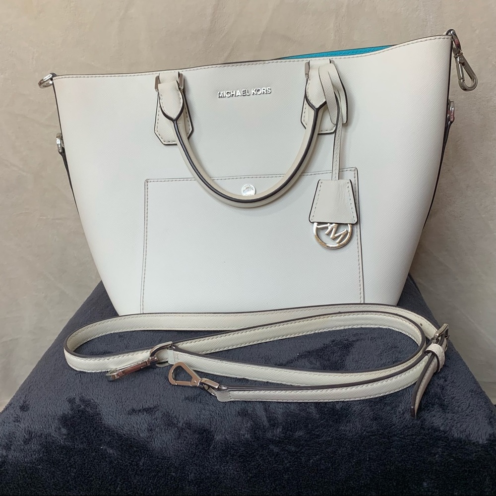 Michael Kors White Handbag W/ Matching Wallet